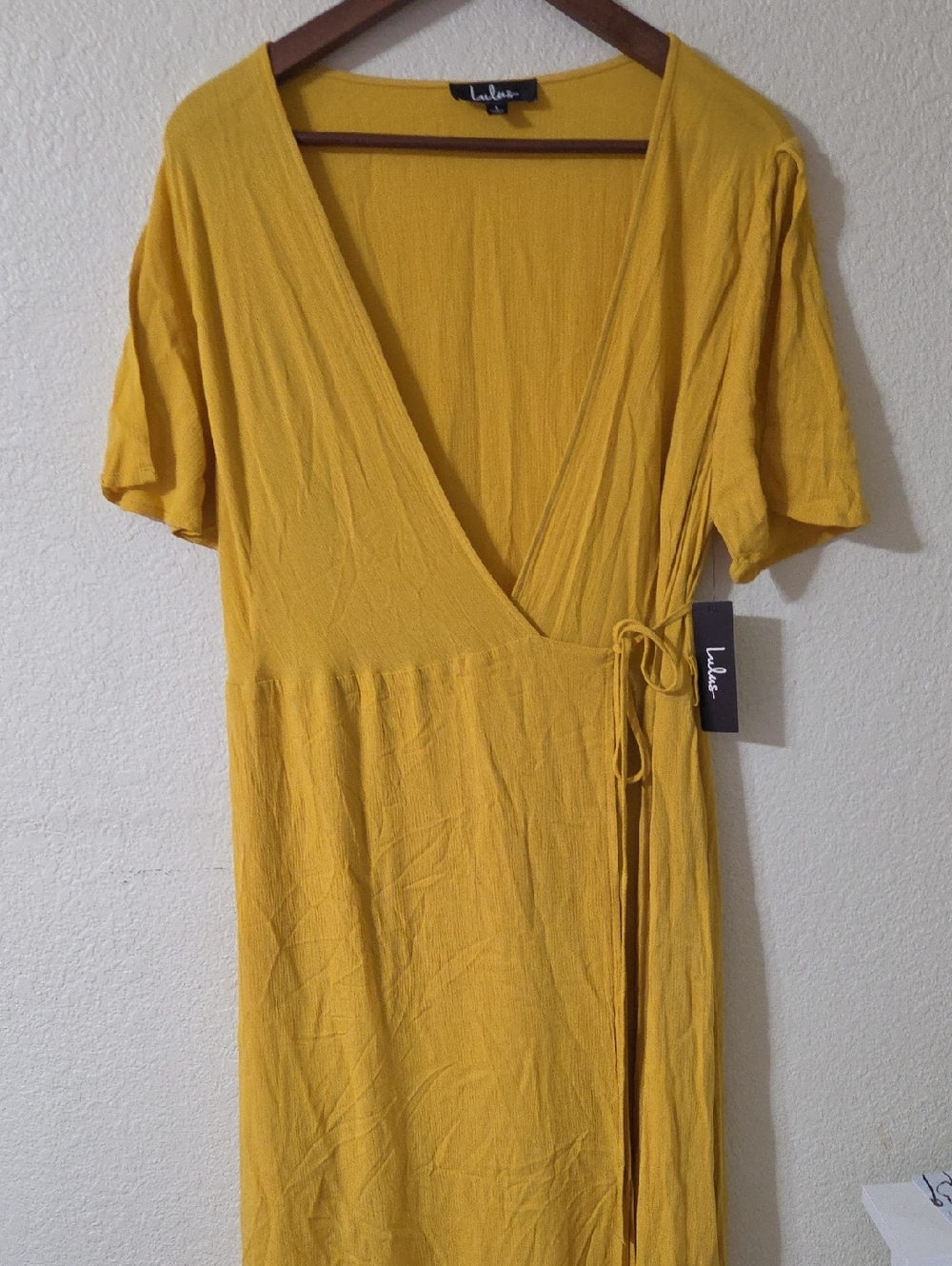 Lulu's Mustard Yellow Wrap Dress